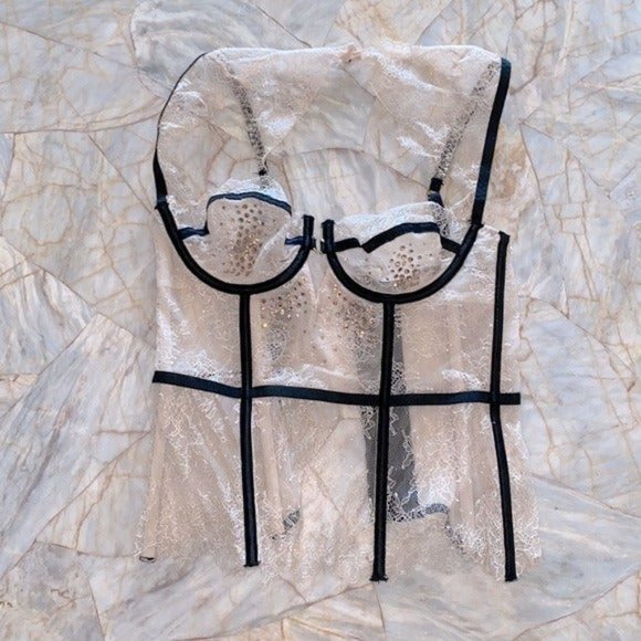 Rare VS Fashion Show 2014 Embellished Gold Corset Swarovski Crystals Size 34C - Picture 2 of 10